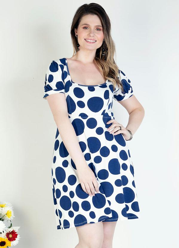 Quintess - Vestido Poá Azul com Decote Quadrado 5