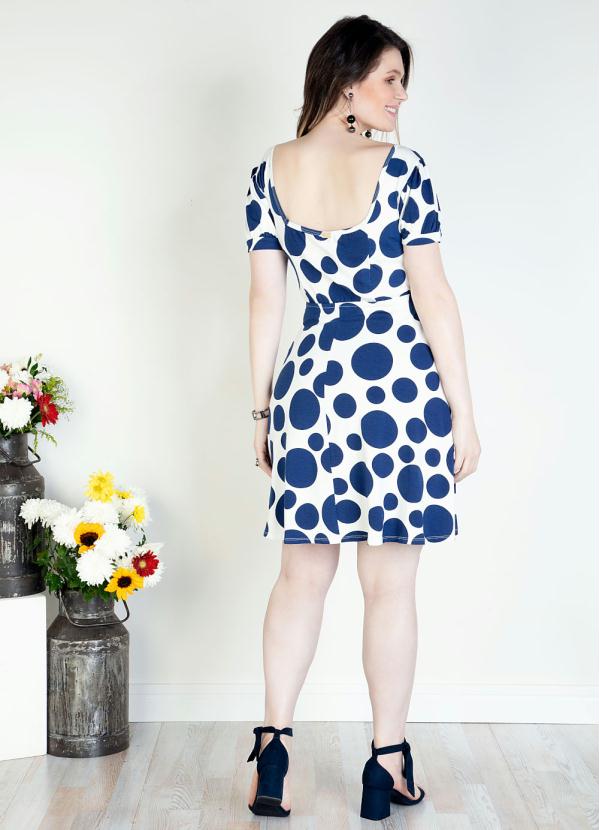 Quintess - Vestido Poá Azul com Decote Quadrado 8