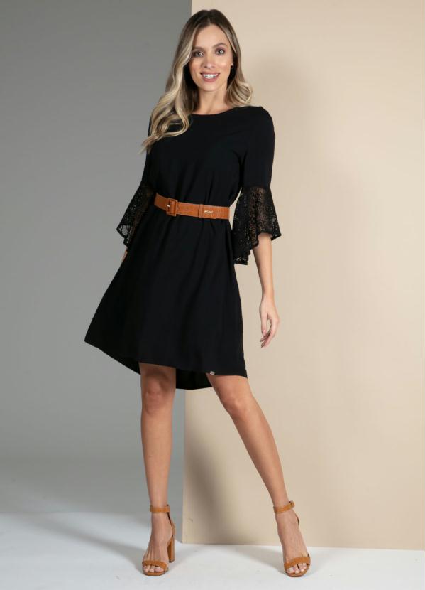 Quintess - Vestido Preto com Mangas em Renda 3