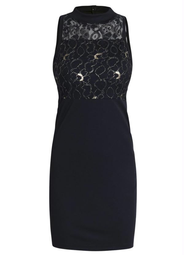 Outlet - Vestido Preto com Renda em Fios Dourados 9
