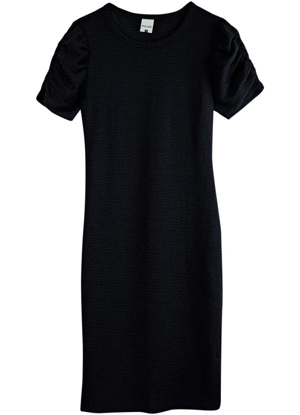 Malwee - Vestido Preto Curto Texturizado