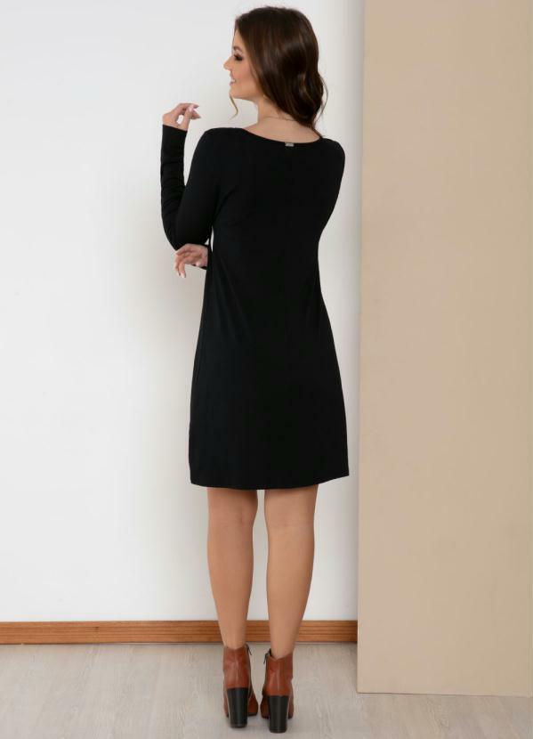 Quintess - Vestido Preto, Off White e Mescla Mangas Longas 4