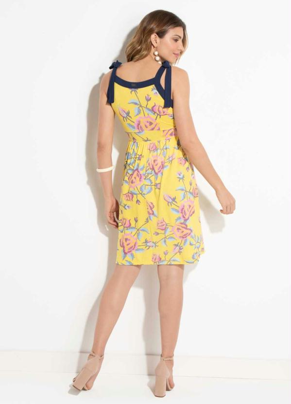 Quintess - Vestido Quintess Azul e Floral Amarelo 4