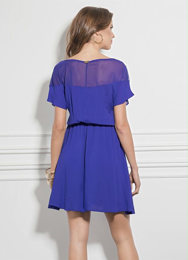 Quintess - Vestido Quintess com Leve Transparência Azul 2