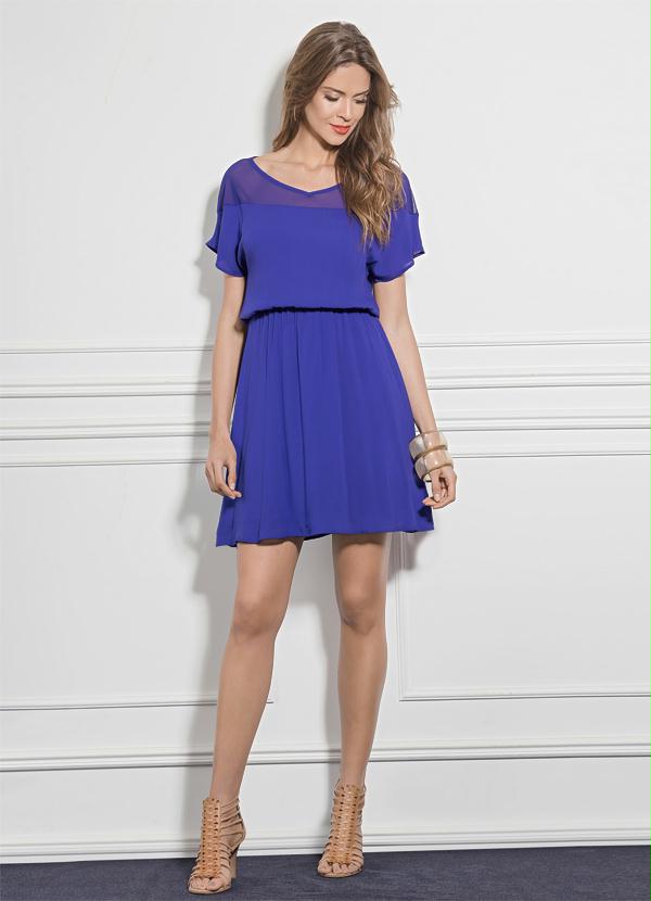 Quintess - Vestido Quintess com Leve Transparência Azul 4