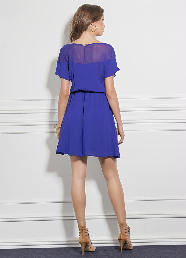 Quintess - Vestido Quintess com Leve Transparência Azul 5