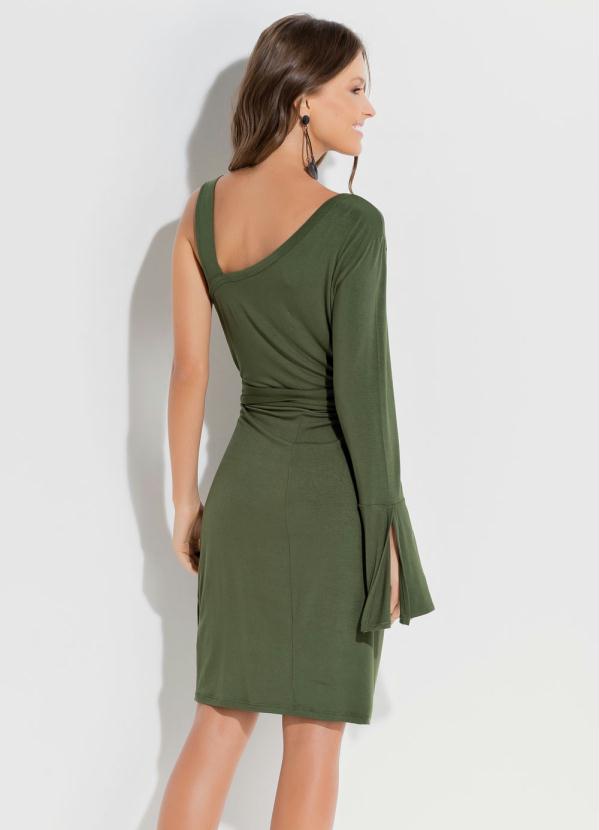 Quintess - Vestido Quintess Curto Verde de um Ombro Só 2