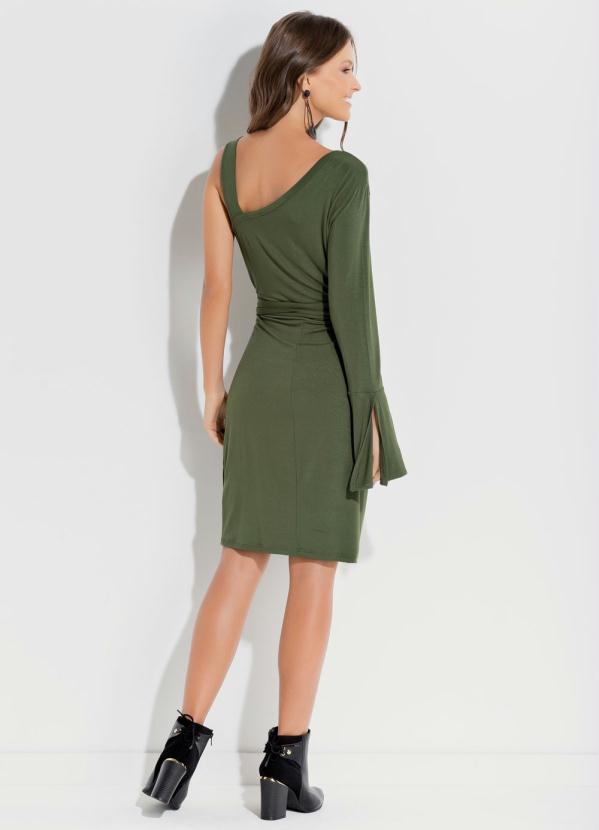 Quintess - Vestido Quintess Curto Verde de um Ombro Só 4