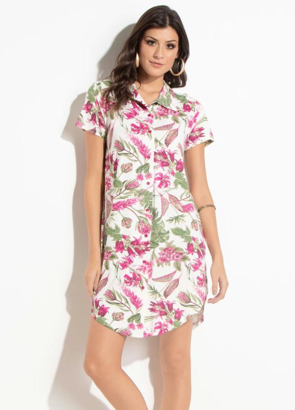 Quintess - Vestido Quintess Floral com Barra Arredondada