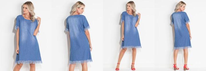 Vestido Quintess Jeans Claro com Desfiado
