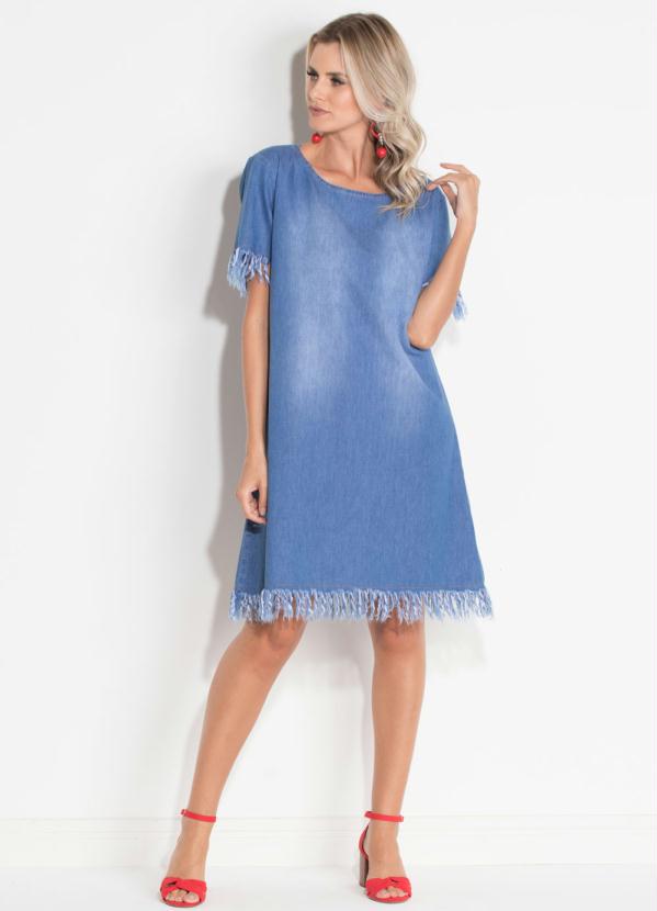 Quintess - Vestido Quintess Jeans Claro com Desfiado 3