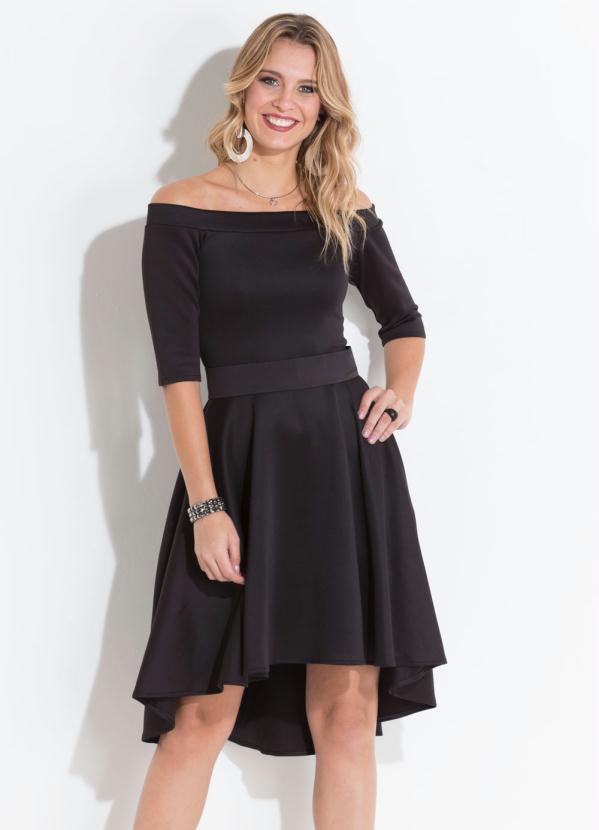 vestido preto ombro a ombro curto