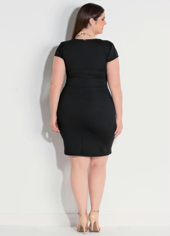 Quintess - Vestido Quintess Preto com Detalhes Frontais 9