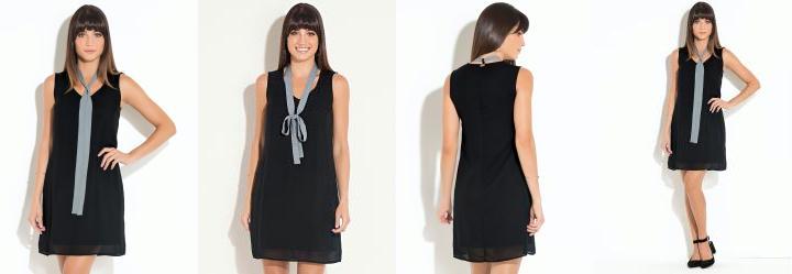 Vestido Quintess Preto sem Mangas com Tira