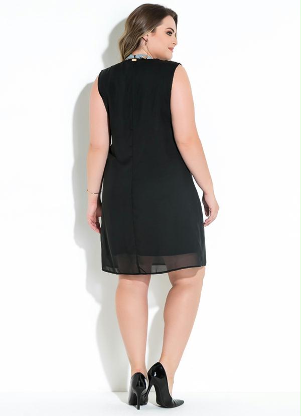 Quintess - Vestido Quintess Preto sem Mangas com Tira 10