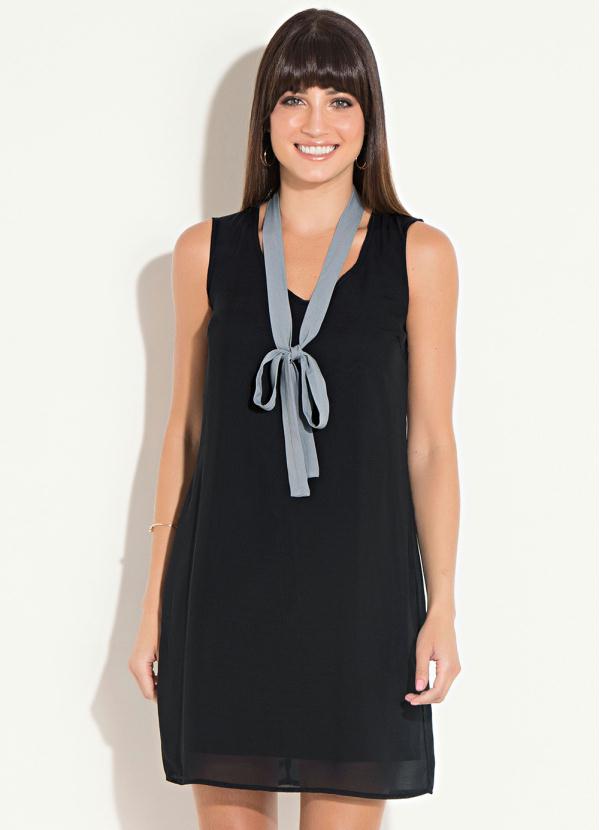 Quintess - Vestido Quintess Preto sem Mangas com Tira 2