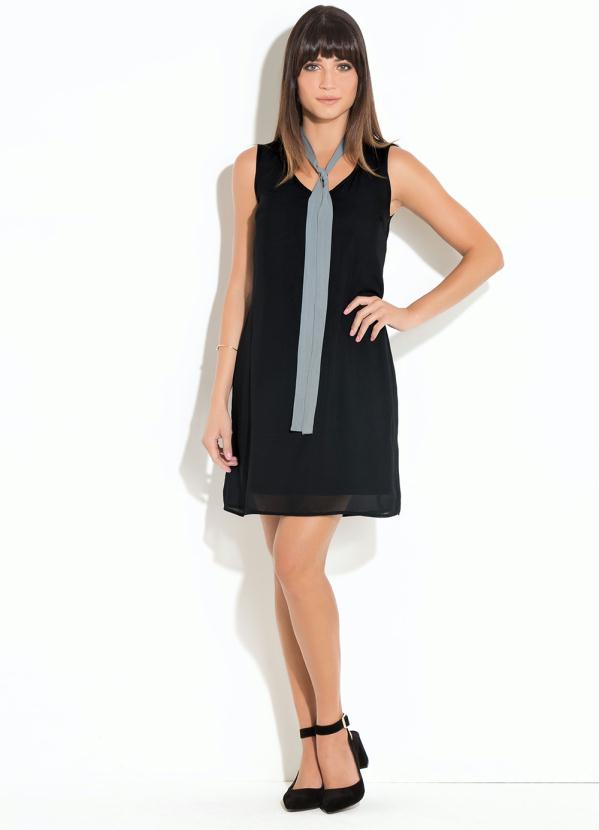 Quintess - Vestido Quintess Preto sem Mangas com Tira 4