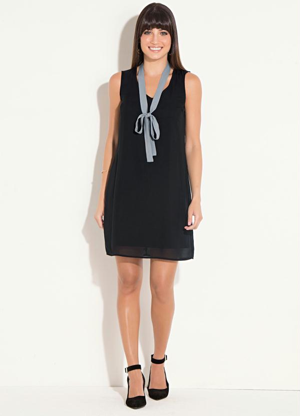 Quintess - Vestido Quintess Preto sem Mangas com Tira 5