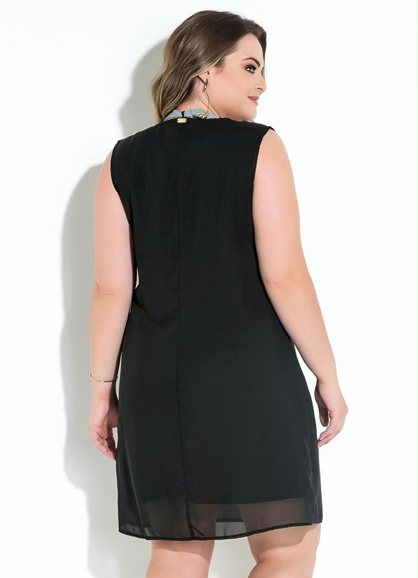 Quintess - Vestido Quintess Preto sem Mangas com Tira 8