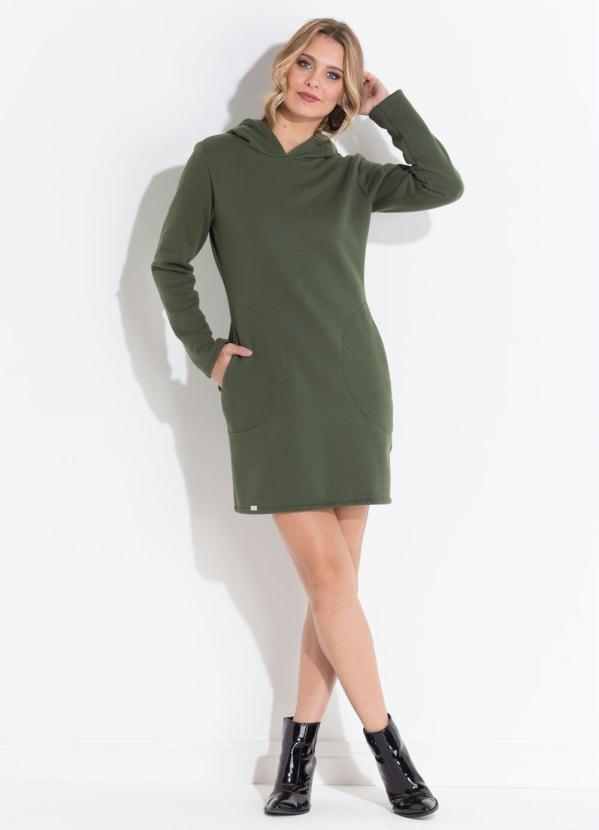 olive green moletom com capuz dress