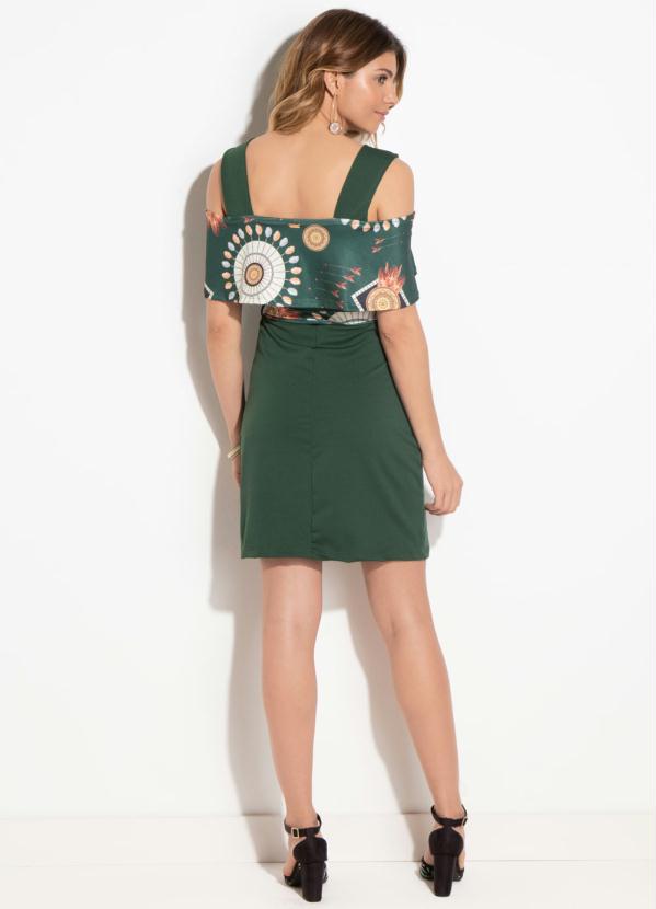 Quintess - Vestido Quintess Verde Étnico com Babado 4