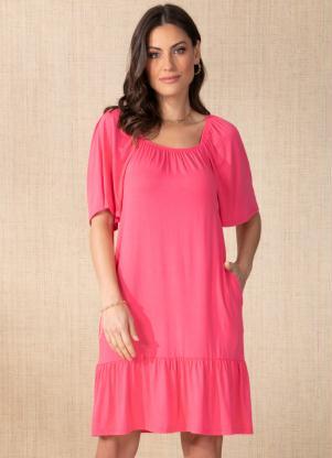 Quintess - Vestido Rosa com Babado na Barra - QUINTESS