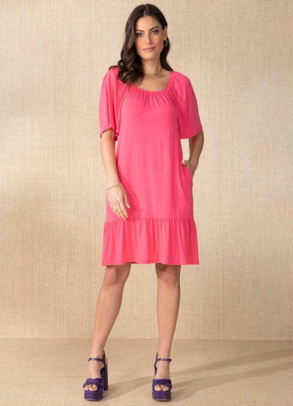 Quintess - Vestido Rosa com Babado na Barra 3