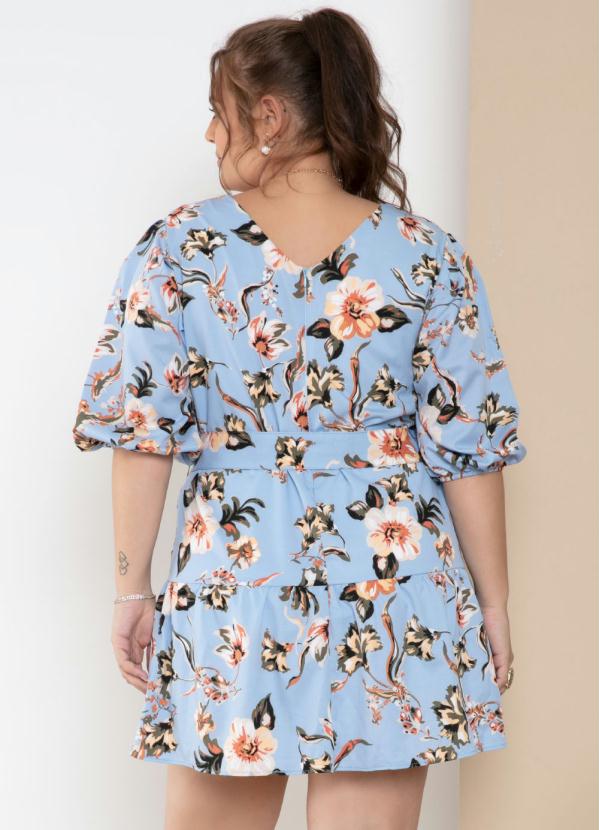 Quintess - Vestido Soltinho Floral Azul com Faixa 7