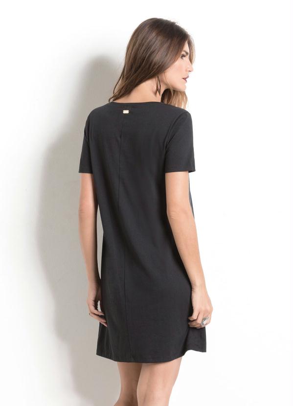Quintess - Vestido T-Shirt Preto com Estampa Quintess 2