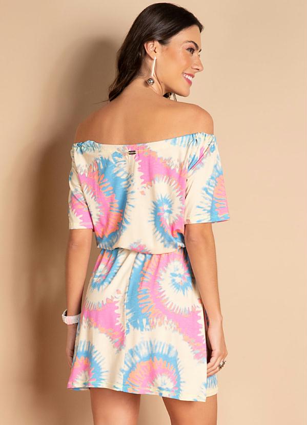 Quintess - Vestido Tie Dye Amarelo e Azul com Amarração 2