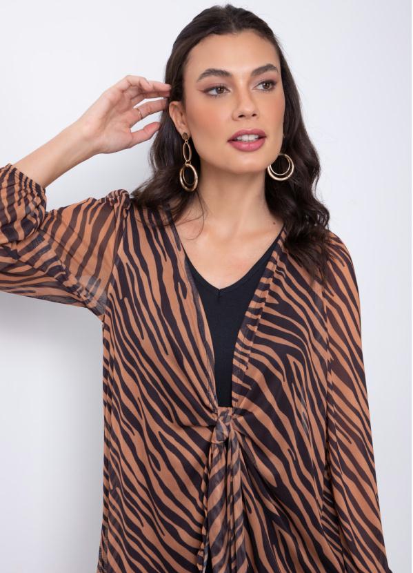 Quintess - Vestido Tigre com Sobreposição de Kimono 4