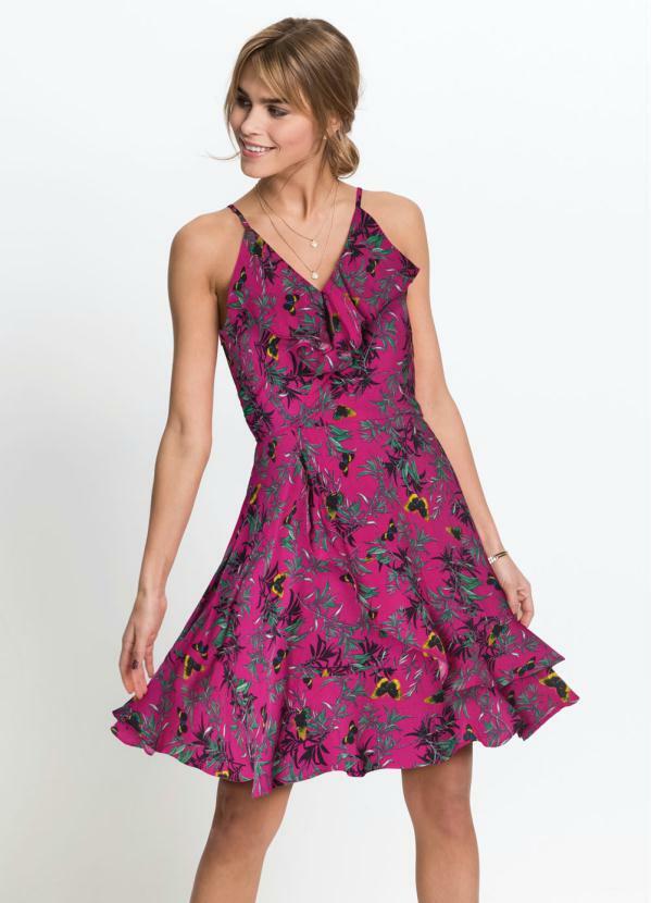 vestido transpassado estampado
