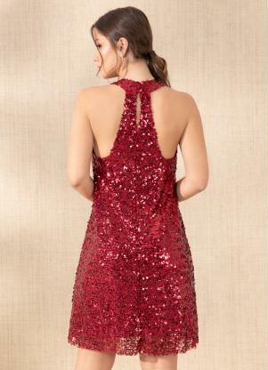 Quintess - Vestido Vermelho em Paetê - QUINTESS