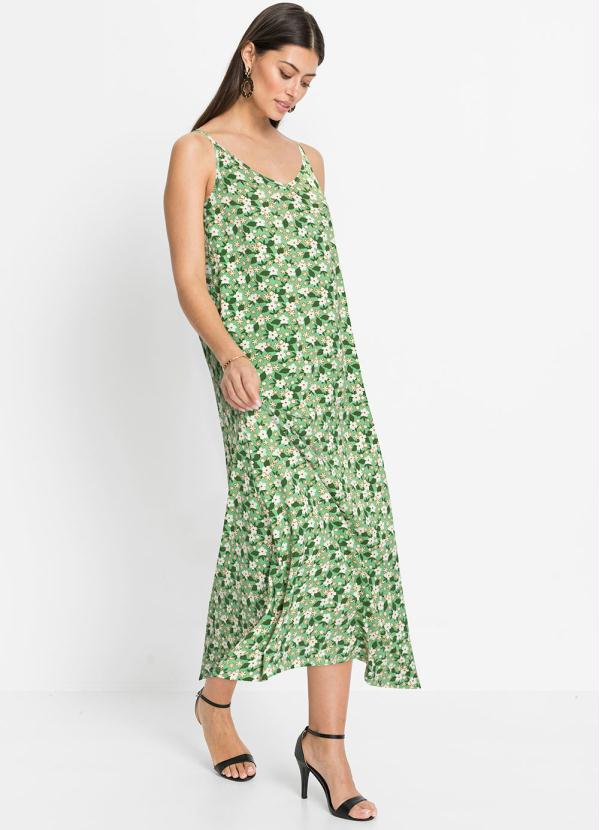 bonprix - Vestido de Alcinha Longuete Floral Verde