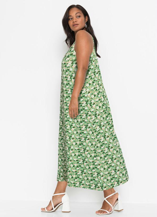 bonprix - Vestido de Alcinha Longuete Floral Verde 3