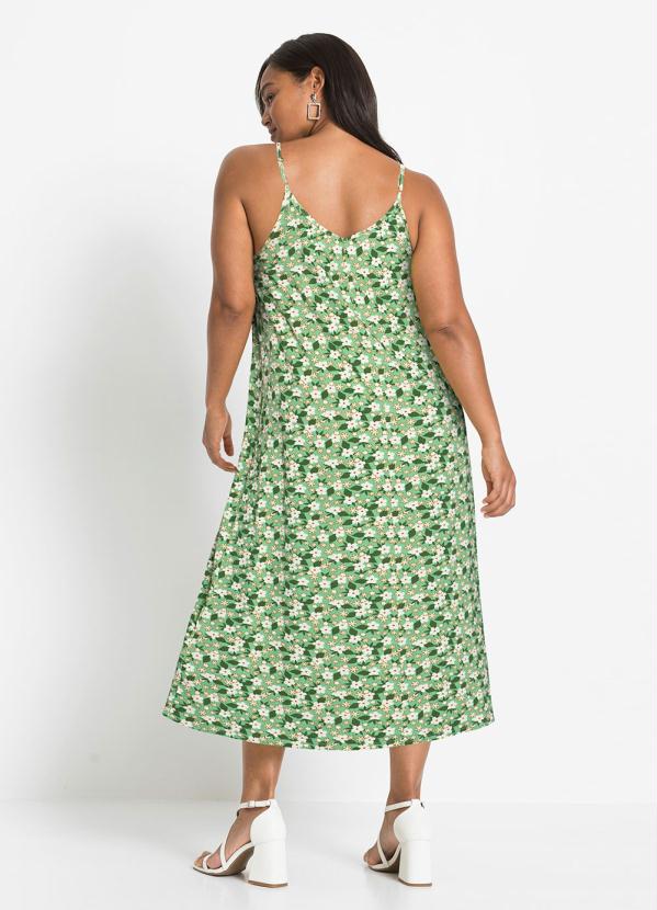 bonprix - Vestido de Alcinha Longuete Floral Verde 2