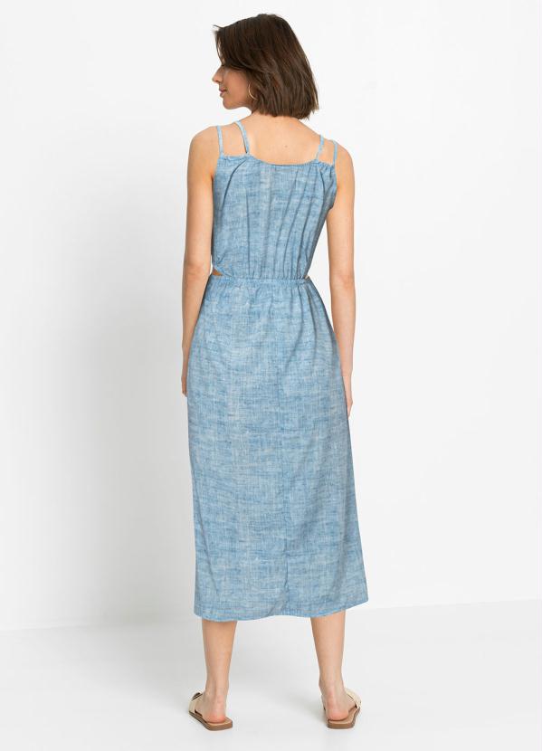 Queima Estoque - Vestido Decote V de Alça Azul 3