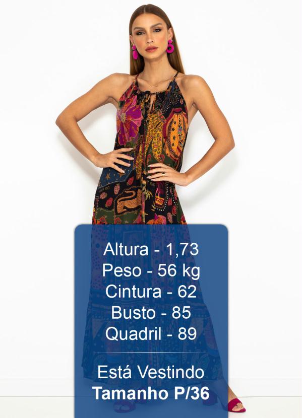 Farm - Vestido Cropped de Viscose Beleza Mix Preto 4