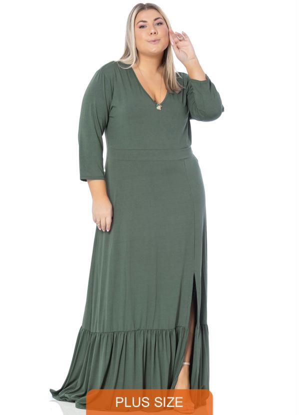 Miss Masy Plus - Vestido Feminino Plus Size Luna Verde Musgo