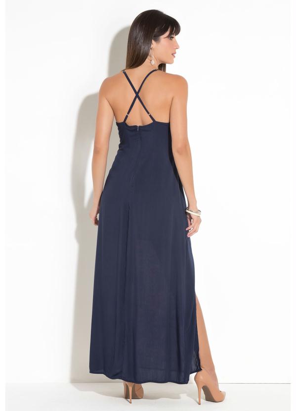 Outlet - Vestido Longo Azul com Fenda 2