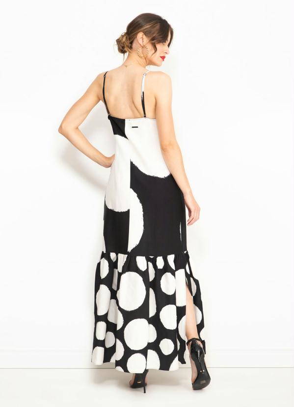 Forum - Vestido Longo de Linho Estampado Preto 2
