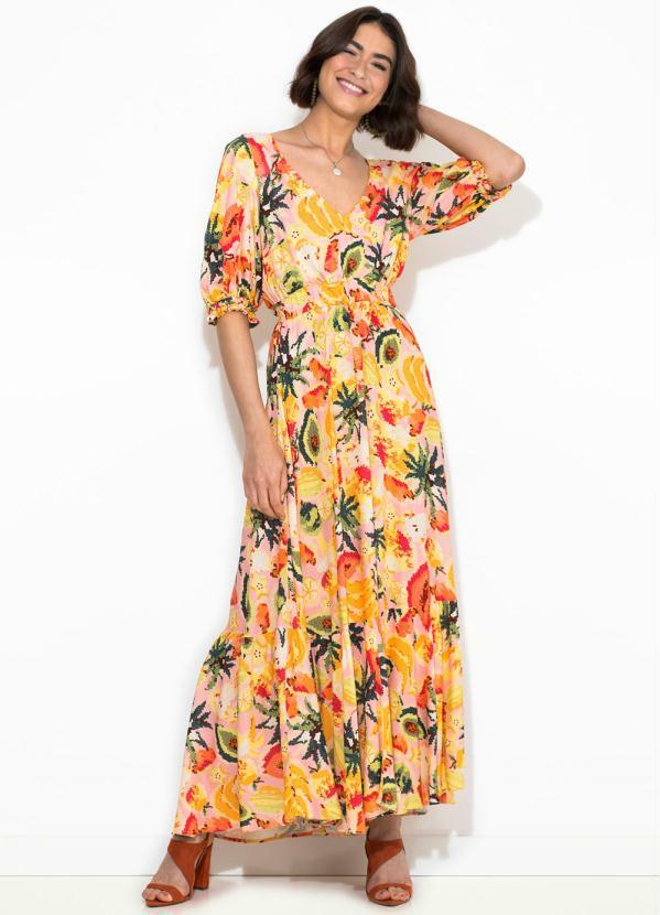 vestido manga rosa farm