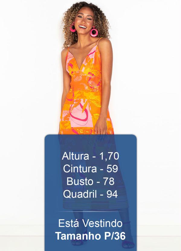 Forum - Vestido Midi de Viscose Estampado Laranja 5