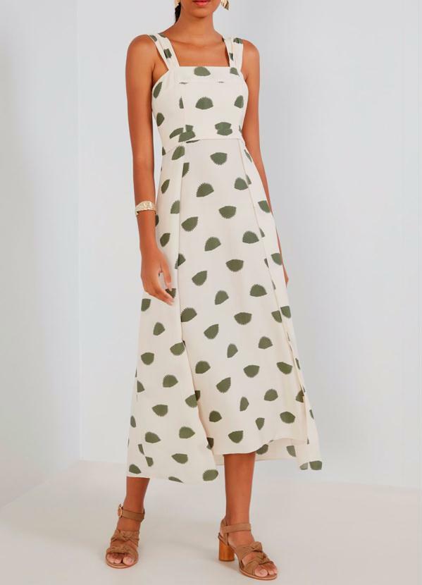 Maria Filó - Vestido Midi Estampa Caranguejo Off White