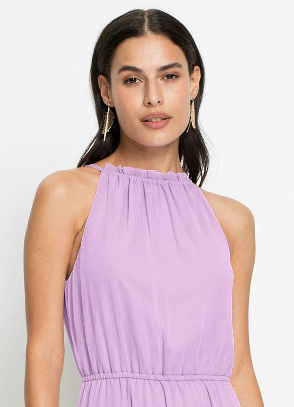 Outlet - Vestido Amplo Gola Halter Lilás 6
