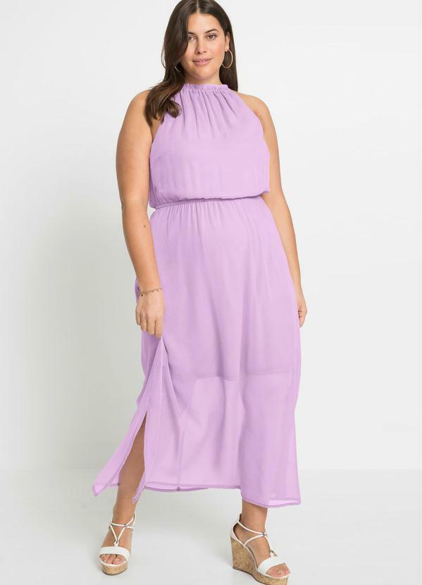Outlet - Vestido Amplo Gola Halter Lilás 5