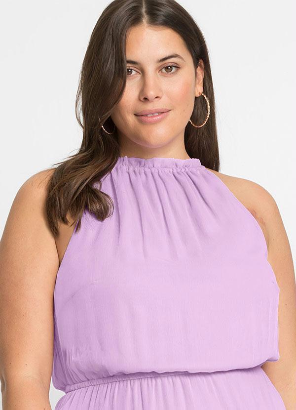 Outlet - Vestido Amplo Gola Halter Lilás 3