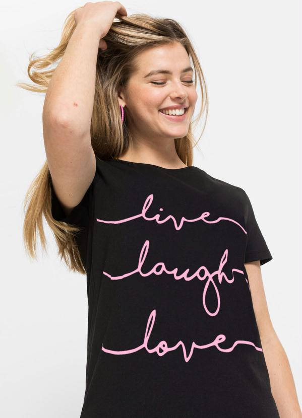 bonprix - Vestido com Tiras na Barra Manga Curta Preto 3