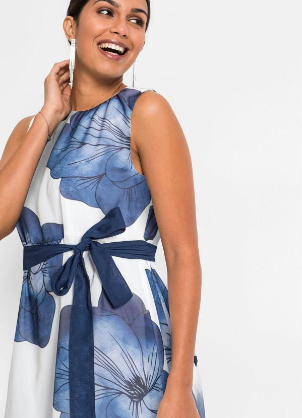 bonprix - Vestido Midi Assimétrico Floral Azul 3