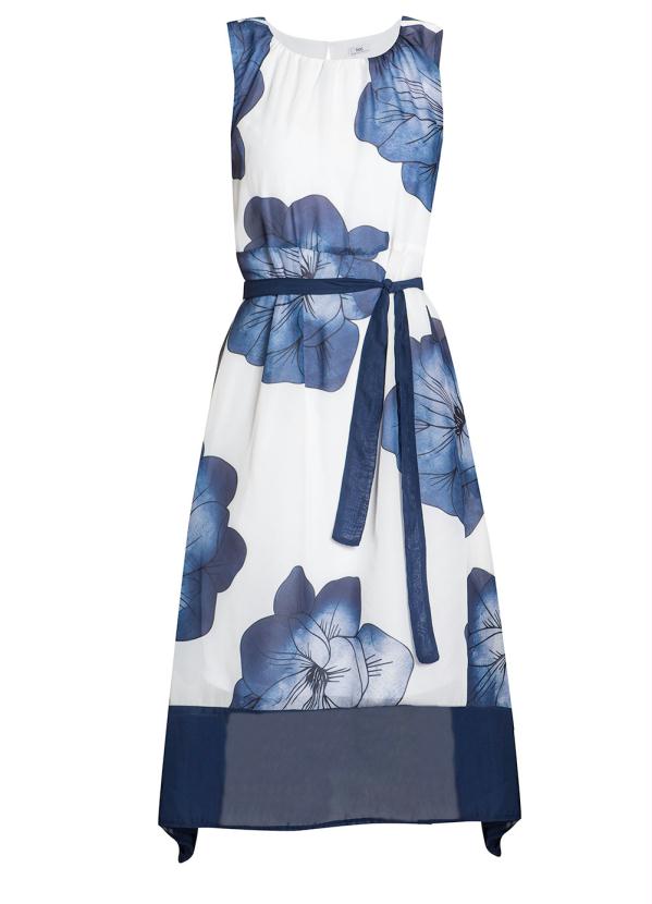 bonprix - Vestido Midi Assimétrico Floral Azul 5